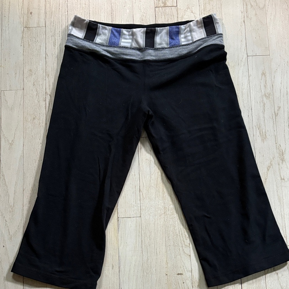 Lululemon Athletica Black Capris with Striped Waistband